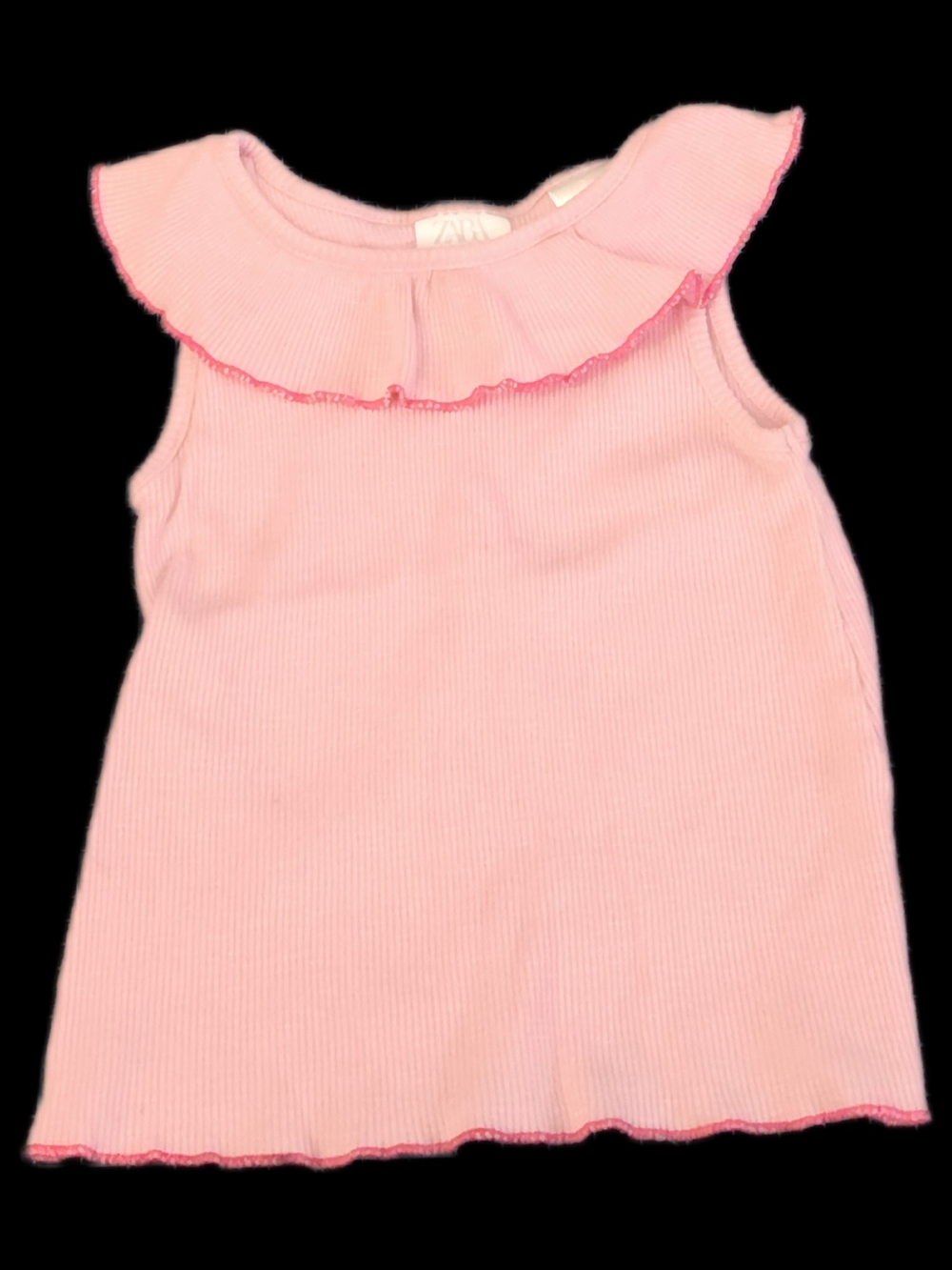 #KCGI Pink Ribbed Ruffle Tank Top